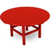 38 Inch Round Sunset Red Recycled Plastic Wood Patio Coffee Table By POLYWOOD