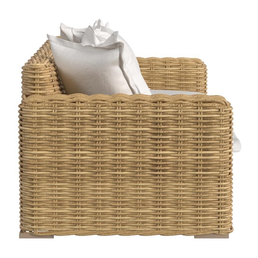 Playa 2 Person Resin Wicker Loveseat in Medium Wood/Soothe Pearl by Sunset West - Side - White Background thumbnail