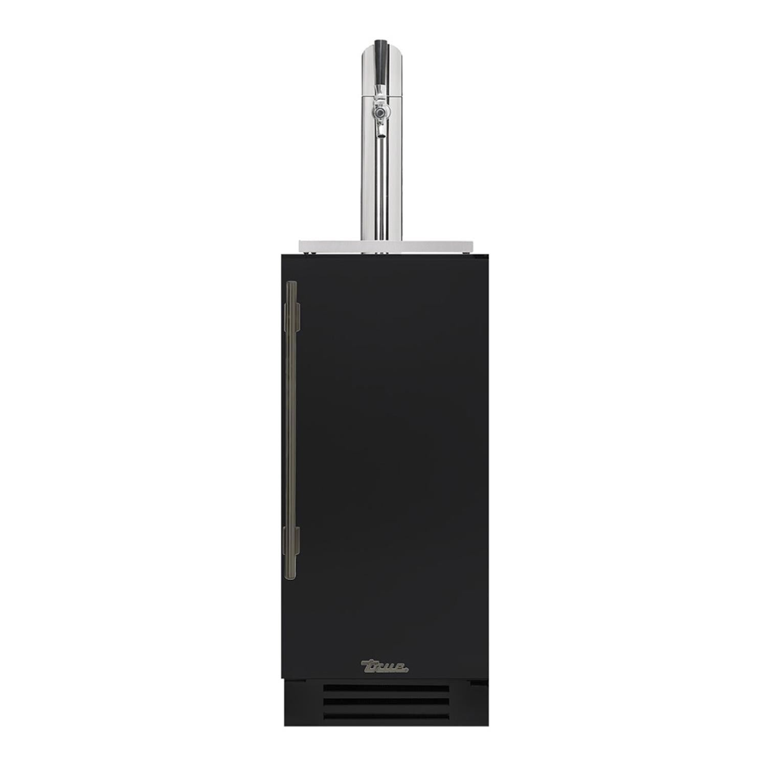 True TUR-15BD-R-OP-C~DSK-027-H05 15 Inch Right Hinge Outdoor Single Tap Beverage Dispenser - Matte Black w/ Pewter Handle - White Background thumbnail