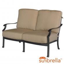 Bocage Cast Aluminum Patio Loveseat W/ Sunbrella Heather Beige Cushions By Lakeview Outdoor Designs image