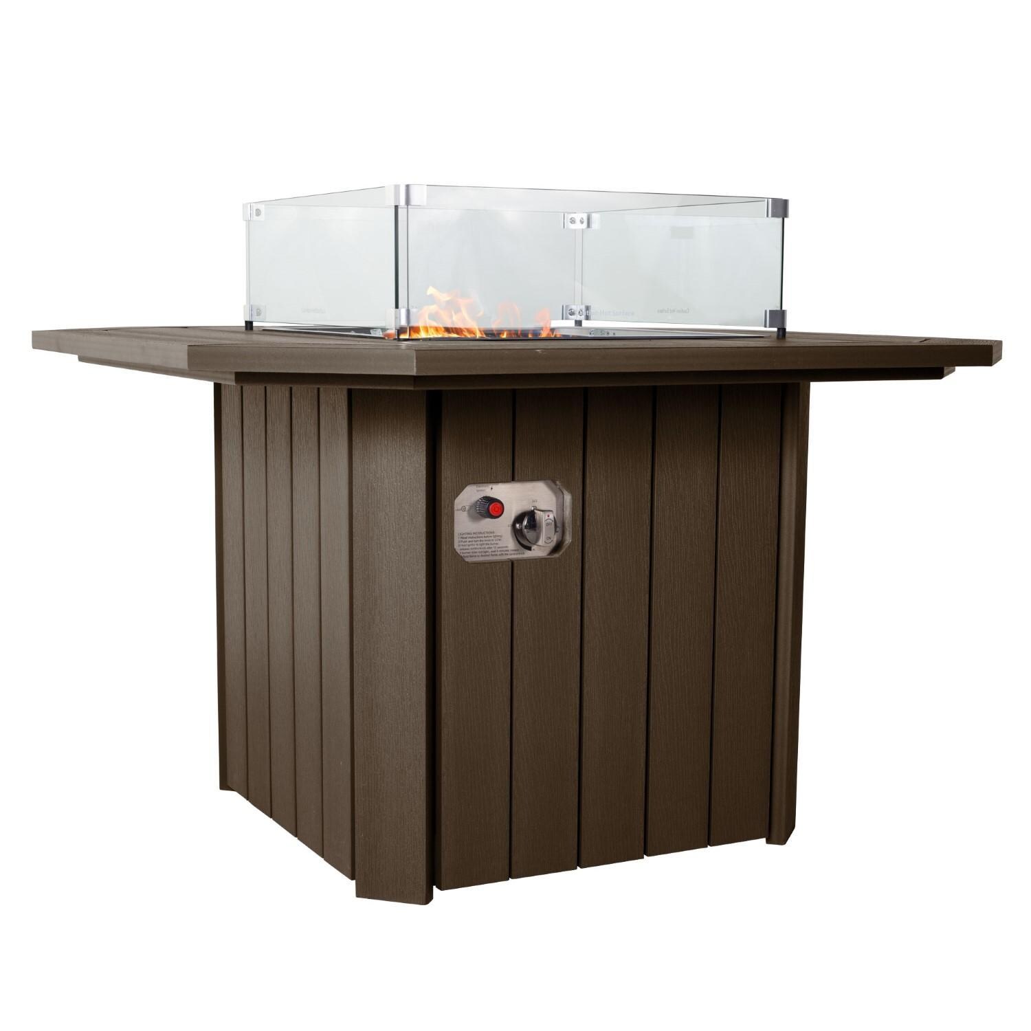 Harborview Octagonal Fire Pit Table in Weathered Acorn by Lakeview Outdoor Designs - Controls - White Background thumbnail