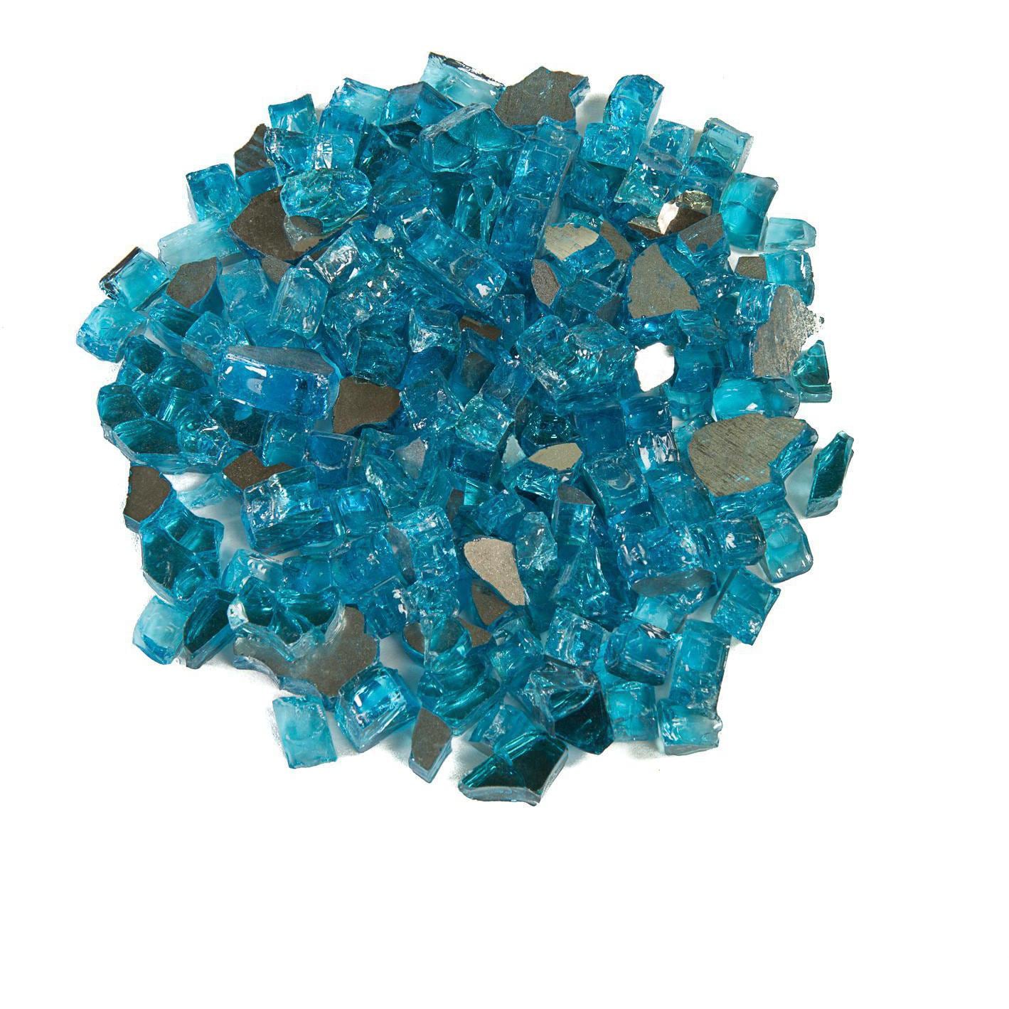 Lakeview Outdoor Designs 1/2-Inch Caribbean Blue Reflective Fire Glass - 10 Pounds - Top View thumbnail