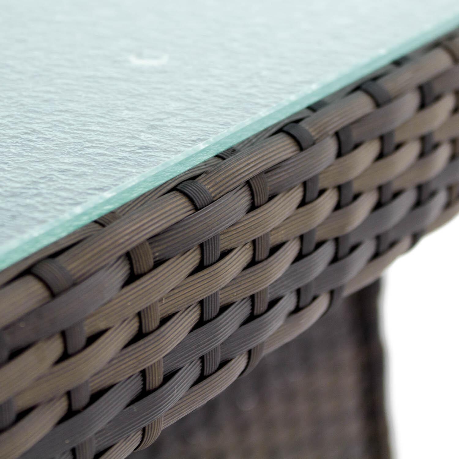 Gentilly 32-Inch Square Wicker Patio Dining Table - Angled Edge Detail thumbnail