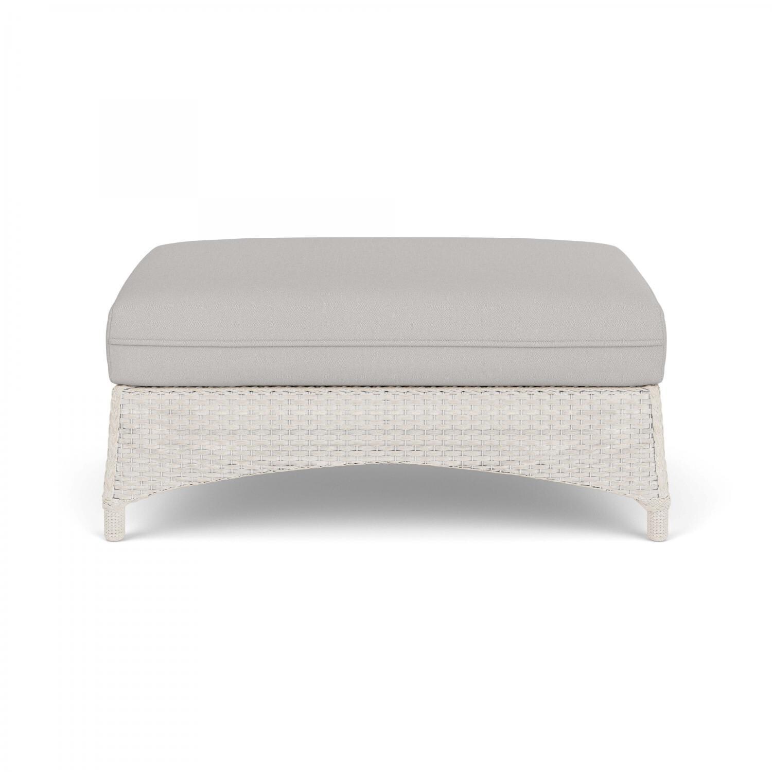 Mandalay Large Wicker Ottoman in Antique White/Tundra Dove By Lloyd Flanders