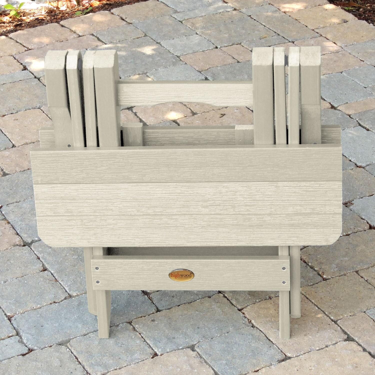 Lakeview Folding Adirondack Side Table - Whitewash - Folded thumbnail