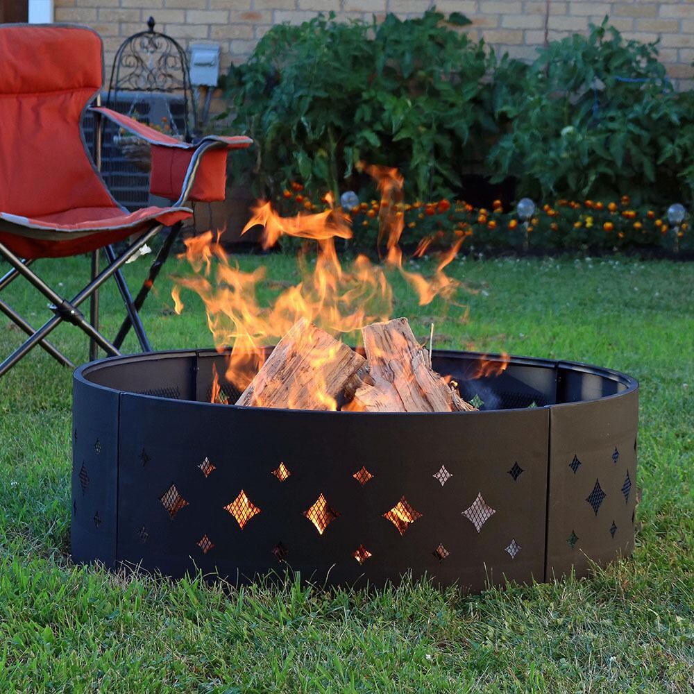 Ultimate Patio 36-Inch Heavy Duty Steel Diamond Cutout Campfire Ring thumbnail