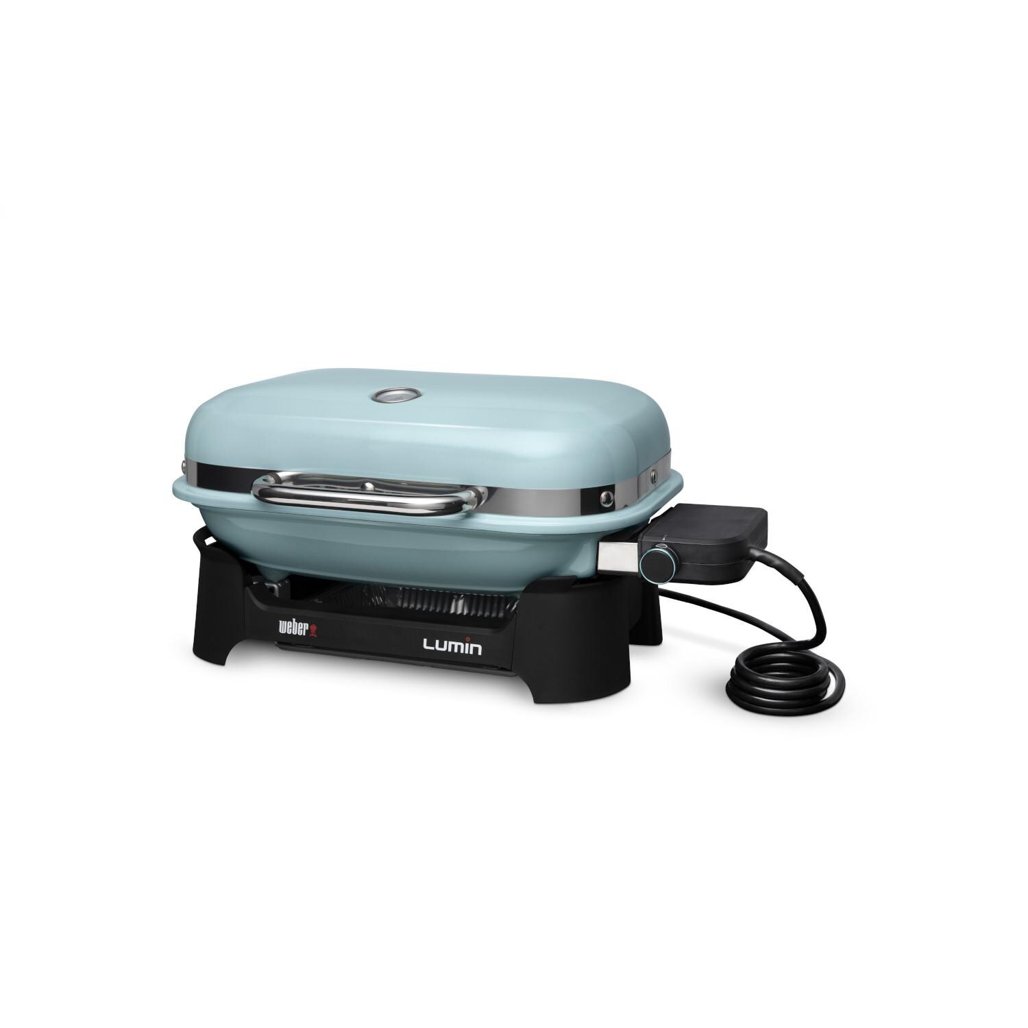 Weber 91400901 Ice Blue Lumin Compact Portable 1560 Watt Electric Grill - Right Side
