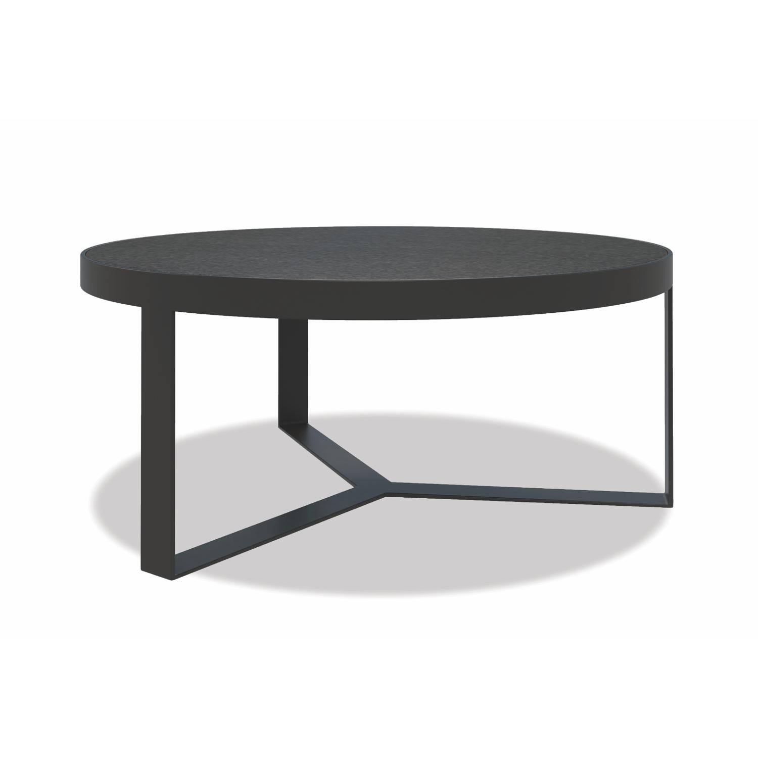 Bazaar 38 Inch Round Aluminum Coffee Table in Graphite by Sunset West
