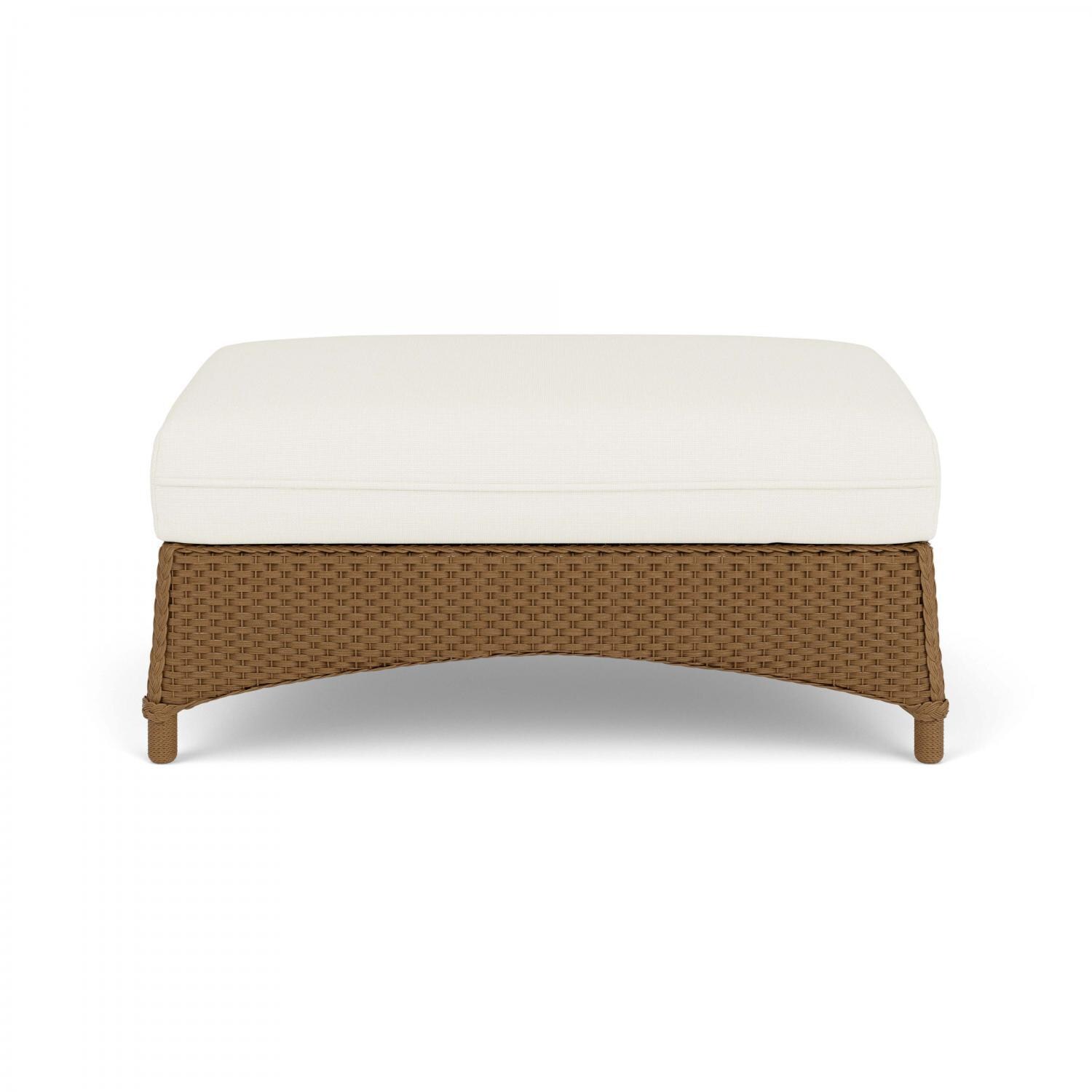 Lloyd Flanders Mandalay Large Ottoman in Hickory Finish with Sailcloth Salt fabric - Back thumbnail