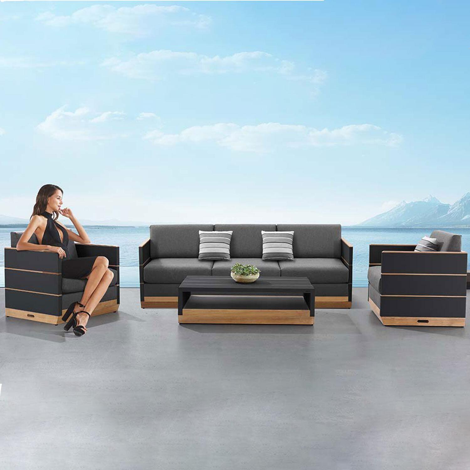 HIGOLD NUTT 5 Person Aluminum Sofa Seating Set in Black By HIGOLD