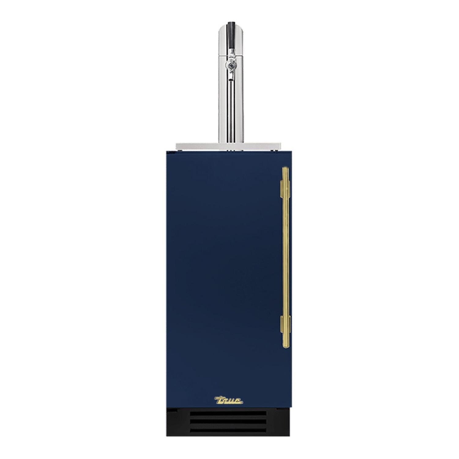 True 15 Inch Left Hinge Outdoor Single Tap Beverage Dispenser - Cobalt w/ Brass Handle - TUR-15BD-L-OP-C~DSK-078-H01