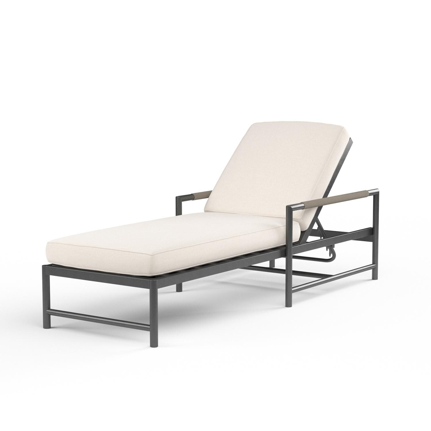 Pietra Woven Rope Chaise Lounge in Graphite/Echo Ash by Sunset West