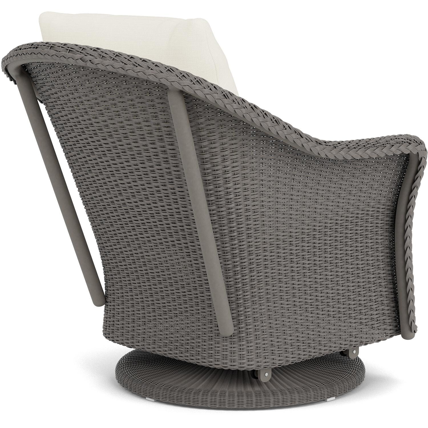 Lloyd Flanders Weekend Retreat Swivel Glider Lounge Chair in Pewter Finish W/ Sailcloth Salt Fabric - Back Right thumbnail