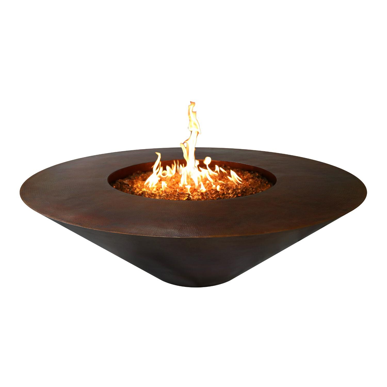Julius 48 Inch Round Copper Propane Fire Pit w/ Glow Plug by The Outdoor Plus
