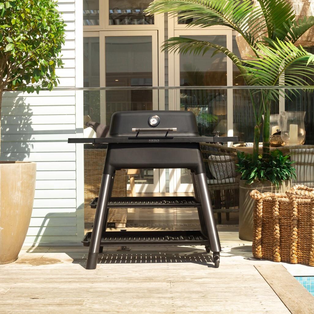 Everdure HBG2BUS Everdure FORCE 48-in 2 Burner Propane Grill w/ Stand - Black - HBG2BUS - On Patio - Lifestyle thumbnail