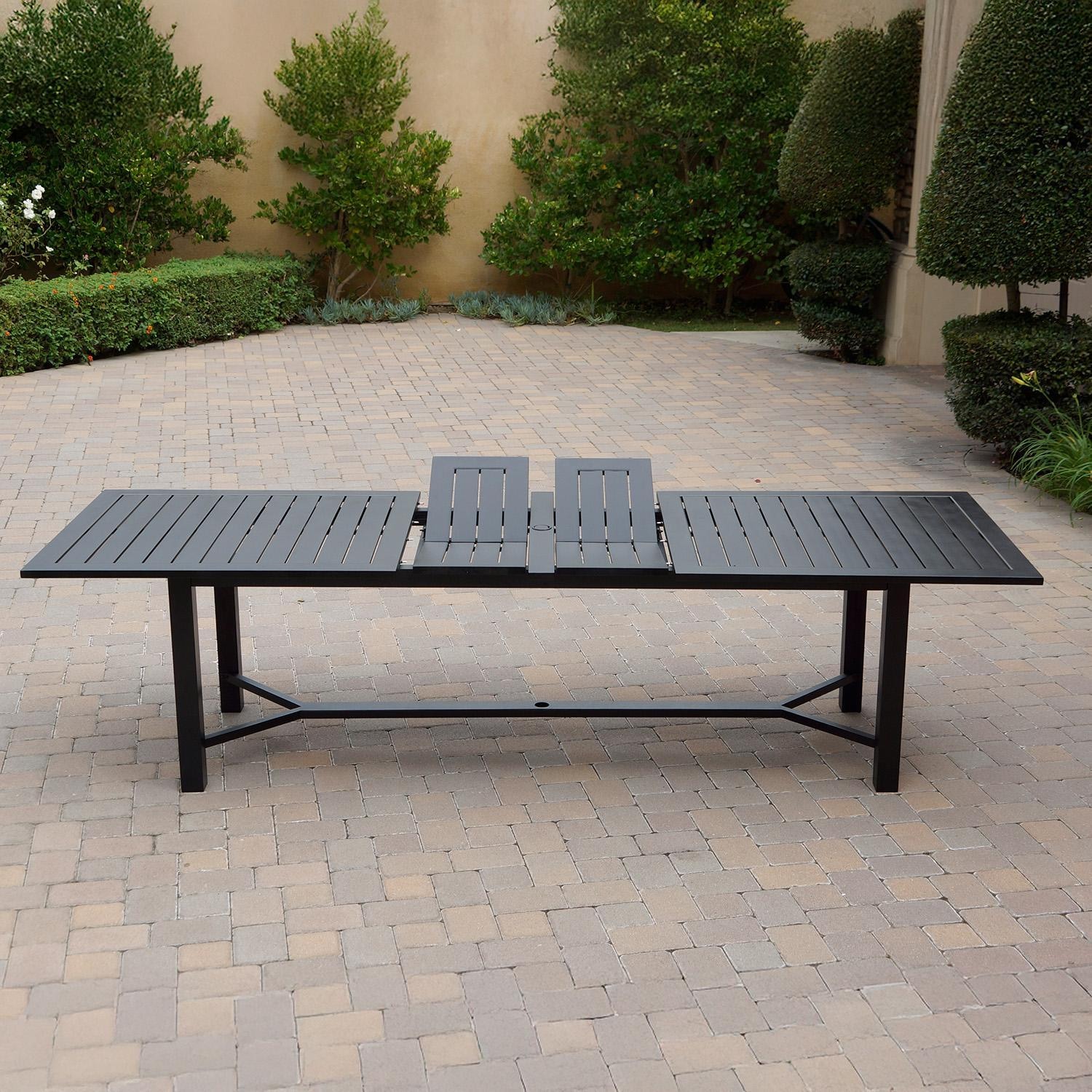 Darlee B/DL503-11PCDR-2350LE Ten Star 11 Pc Cast Aluminum Dining Set w/ Swivel Rocker Chairs in Antique Bronze - Table Side View w/ Extension - Lifestyle thumbnail