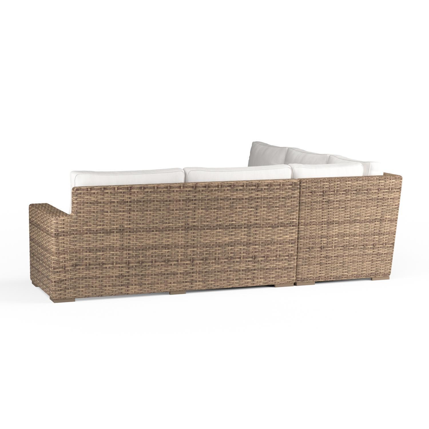 Sunset West - 1701-SEC-5492 - Havana Resin Wicker Patio Sectional W/ Sunbrella Canvas Flax Cushions - Rear View thumbnail