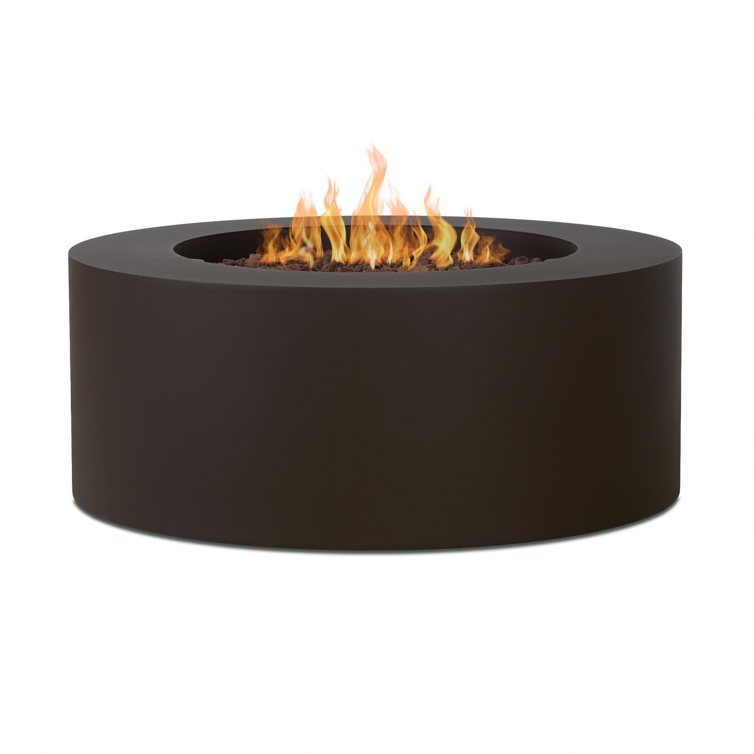 Elysian 36-in Round Steel Propane Fire Pit Table in Dark Bronze by Lakeview Outdoor Designs - White Background thumbnail