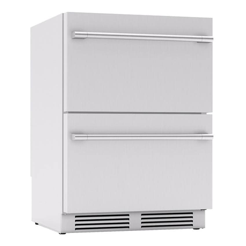 Zephyr PRRD24C2AS-OD Presrv 24-in 5.1 Cu. Ft. Dual Zone Outdoor Refrigerator Drawers - Angled - White Background thumbnail