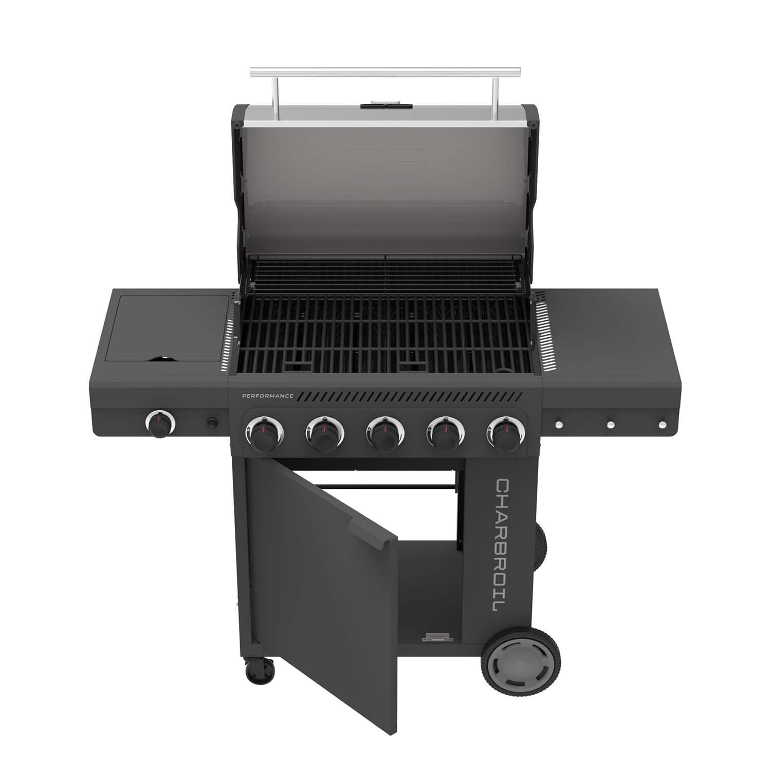 Charbroil 463463125 5-Burner Propane Grill - Grey - Lid Open - White Background thumbnail