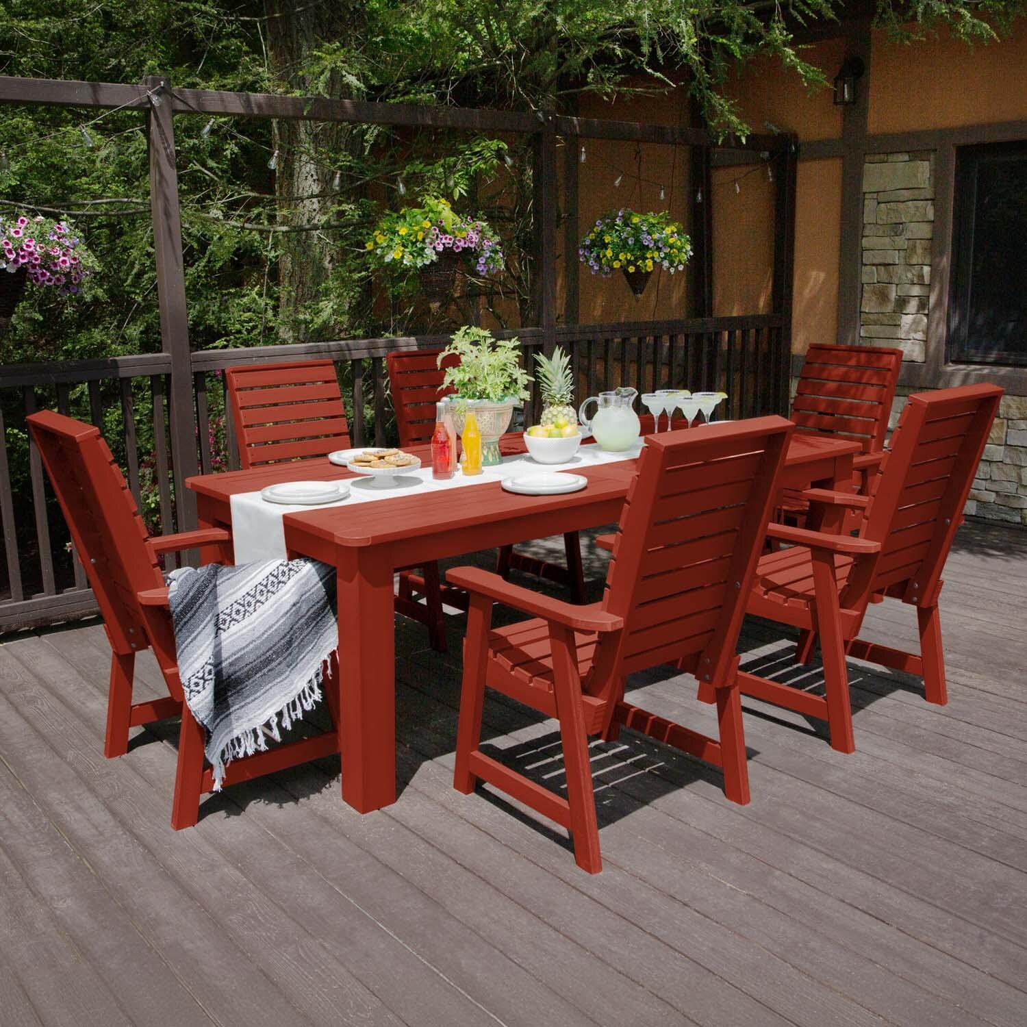 Elm Pointe 7 Pc Recycled Plastic Dining Set In Rustic Red by Lakeview - Lifestyle thumbnail