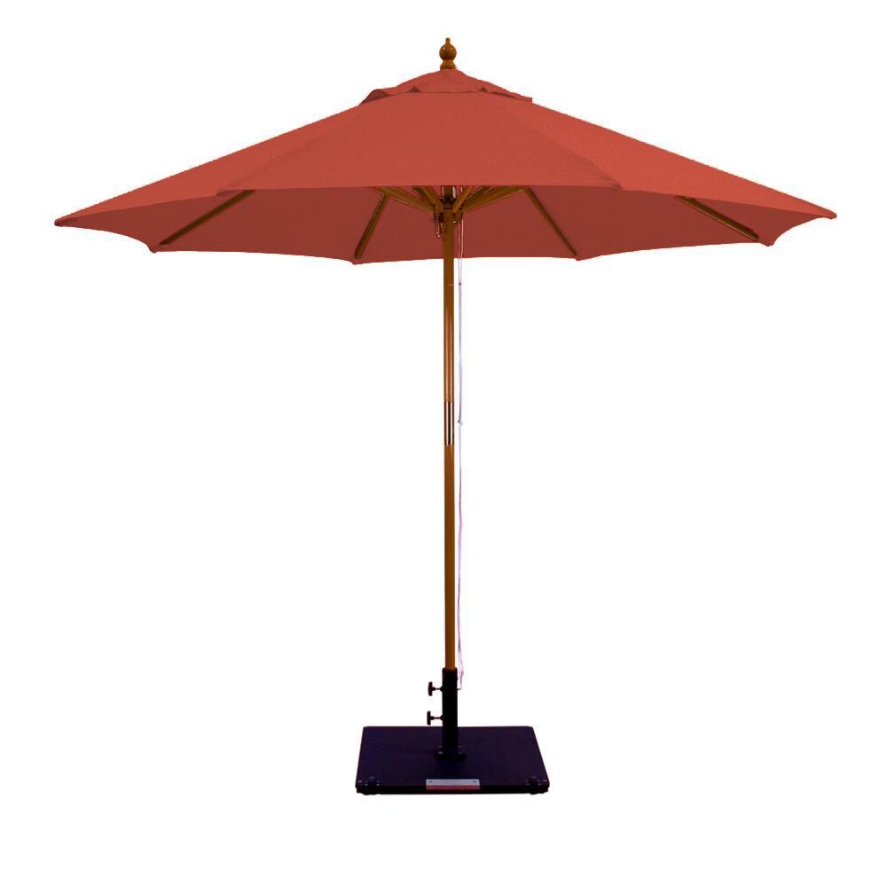 Galtech 9 Ft. Octagonal Wood Patio Umbrella W/ Pulley Lift - Dark Wood Frame W/ Henna Sunbrella Fabric (Umbrella Base Not Included) thumbnail