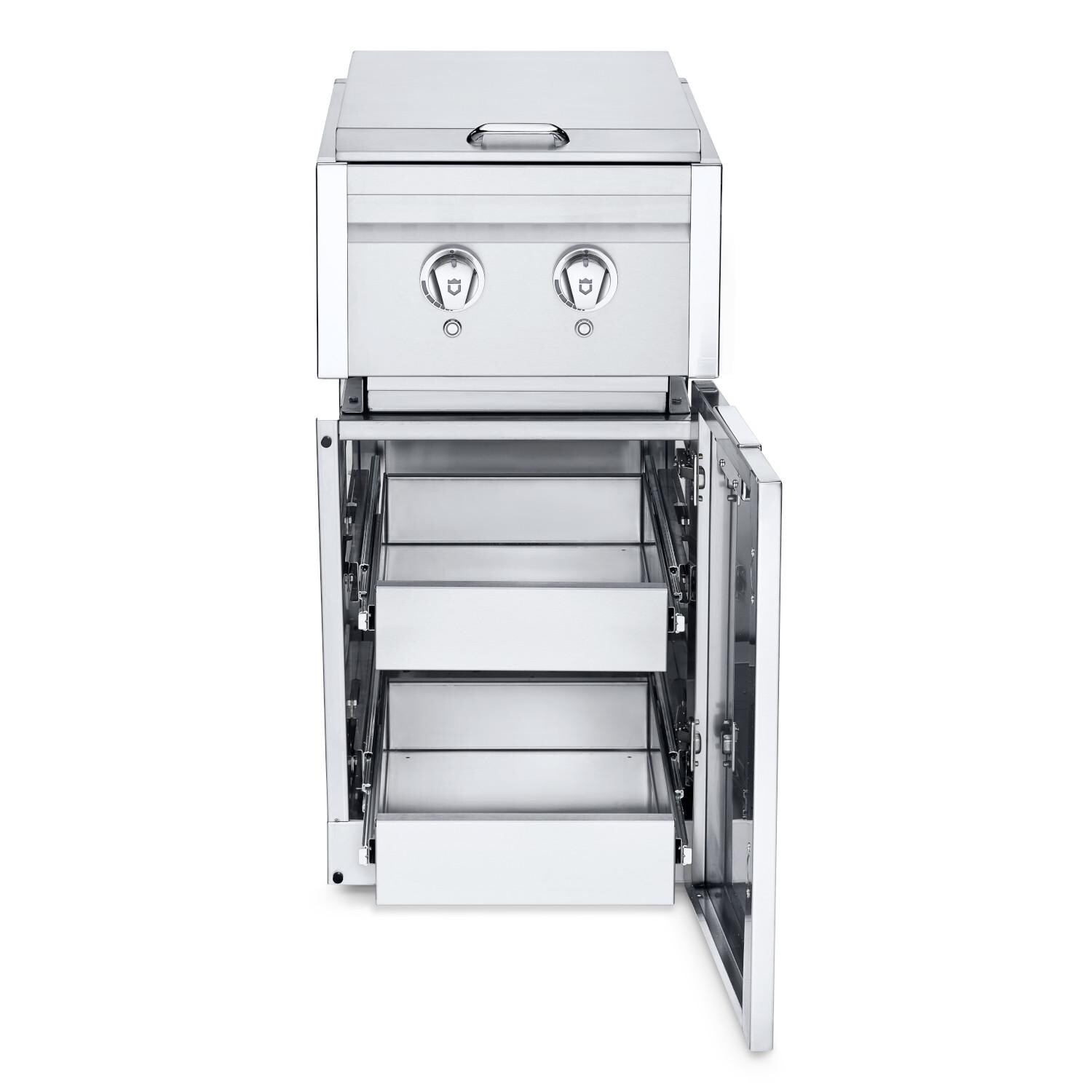 Crown Verity Infinite Series 18-Inch Stainless Steel Cabinet Module w/ Propane Dual Side Burner, Light Package & Two Single Drawers (Bulk Tanks Only) - ICM-SB-SIBULK-2D-LT