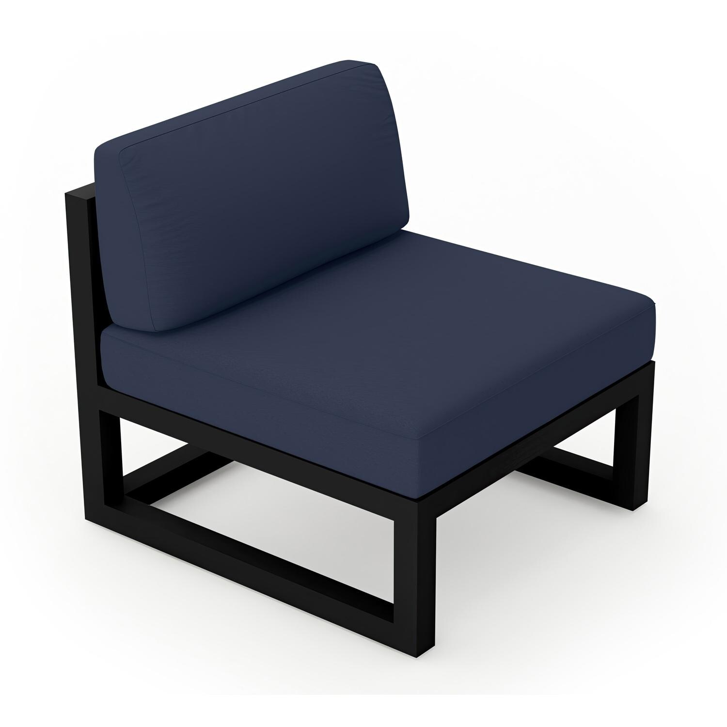 Lakeview  MSTYCV-BK-MS-IN Misty Cove Aluminum Middle Club Chair in Black w/Spectrum Indigo Cushions by Lakeview Outdoor Designs - Angled Front - White Background thumbnail