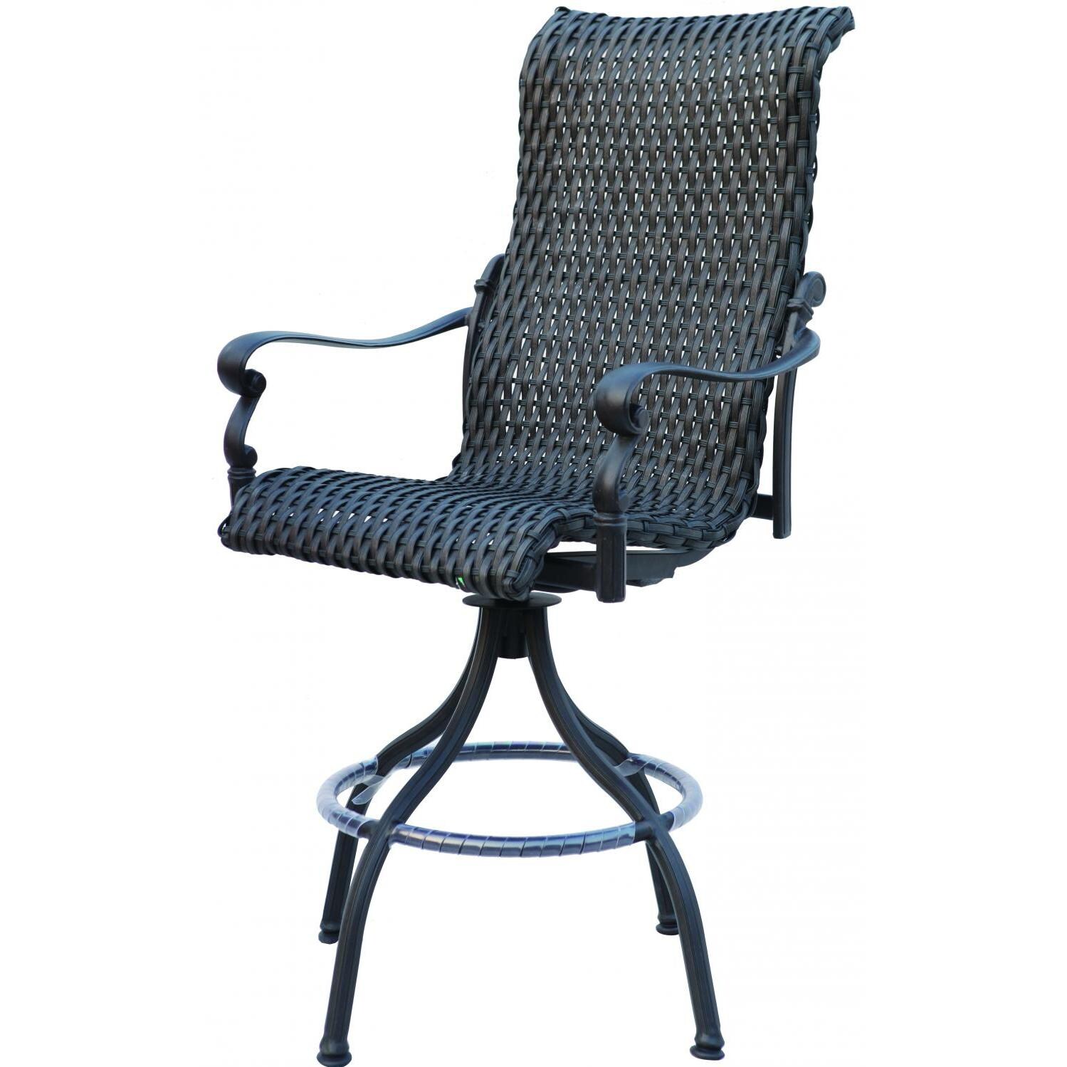 Victoria Resin Wicker Swivel Bar Stool in Espresso by Darlee