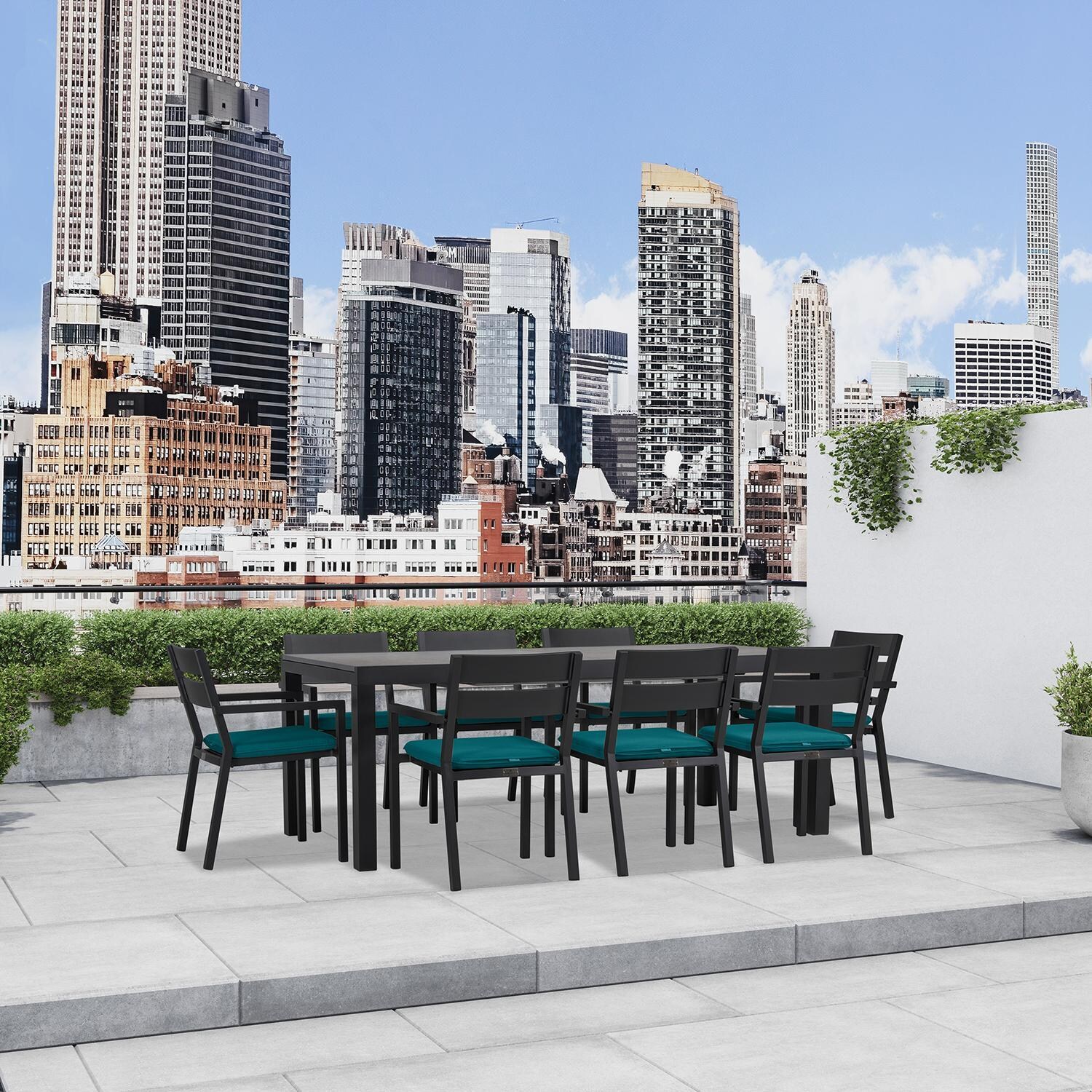 Calm Bay 9 Pc Extendable Dining Set in Black/Spectrum Peacock by Lakeview - Lifestyle thumbnail