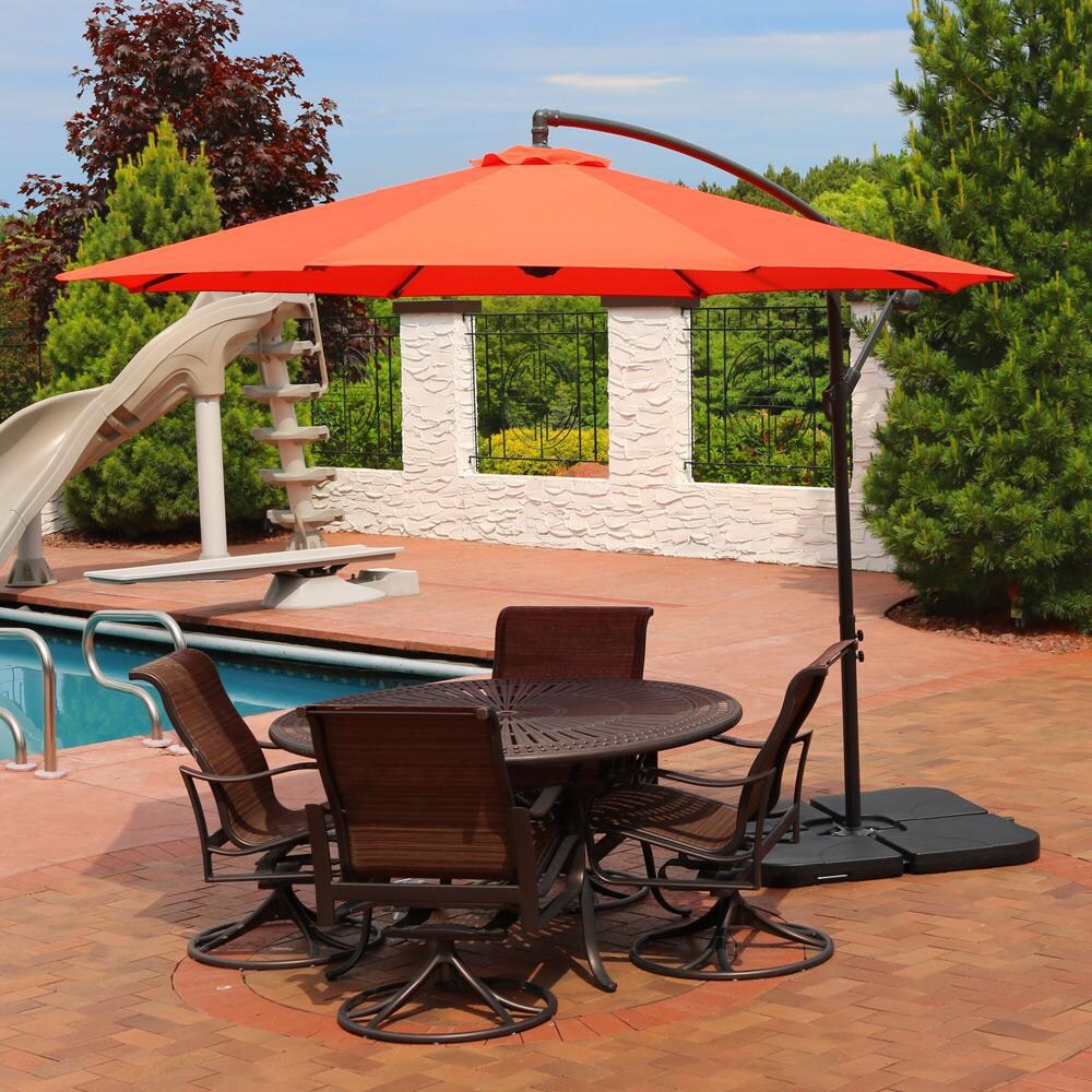 Ultimate Patio 10 Ft. Octagonal Steel Patio Cantilever Umbrella W/ Crank - Dark Gray Frame & Burnt Orange Polyester Canopy - UP-JLP-2409