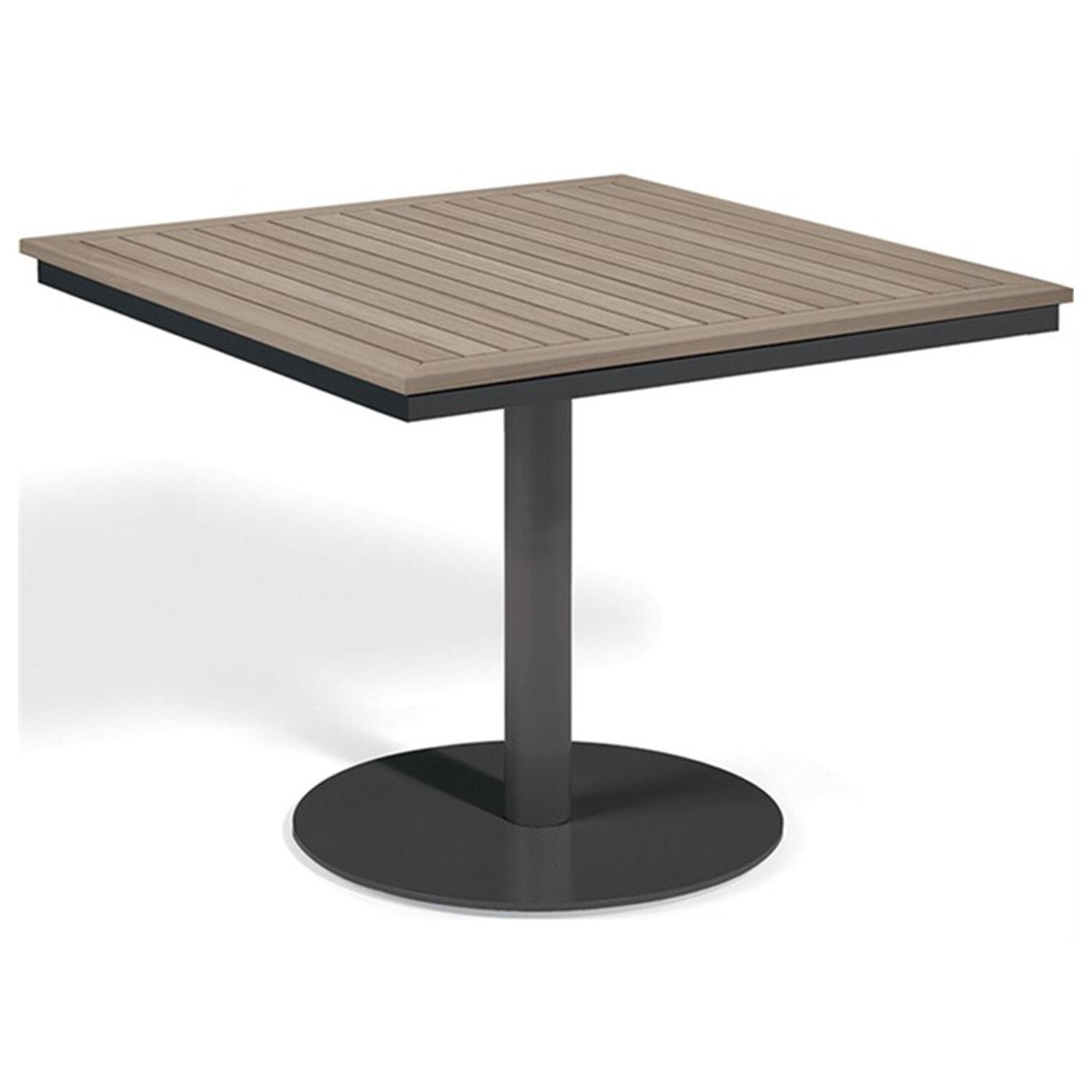Oxford Garden Travira 38-Inch Square Bistro Table w/ Carbon Finish and Vintage Tekwood Top