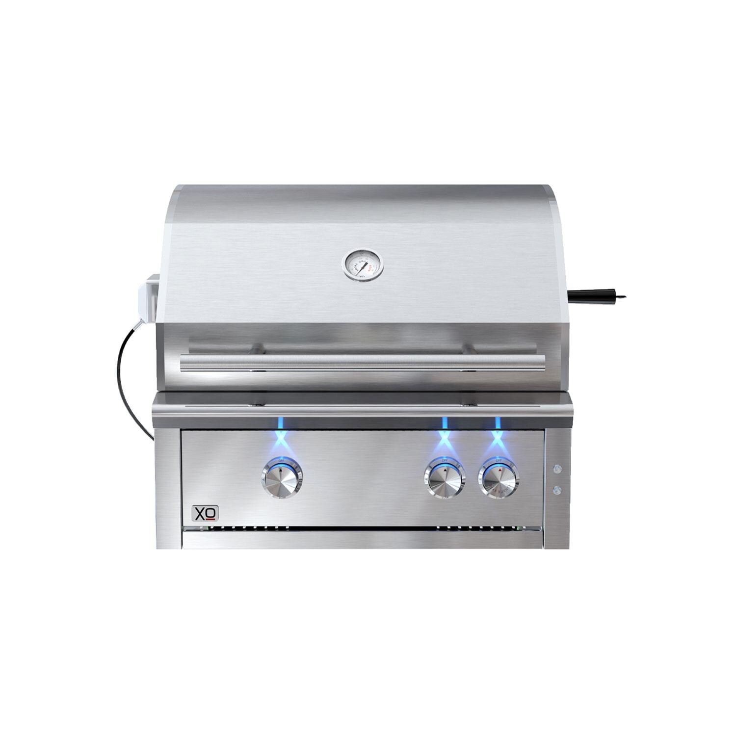 XO Pro-Grade 30-in 2 Burner Built-In Natural Gas Grill w/ Rotisserie Burner - XOGRILL30N