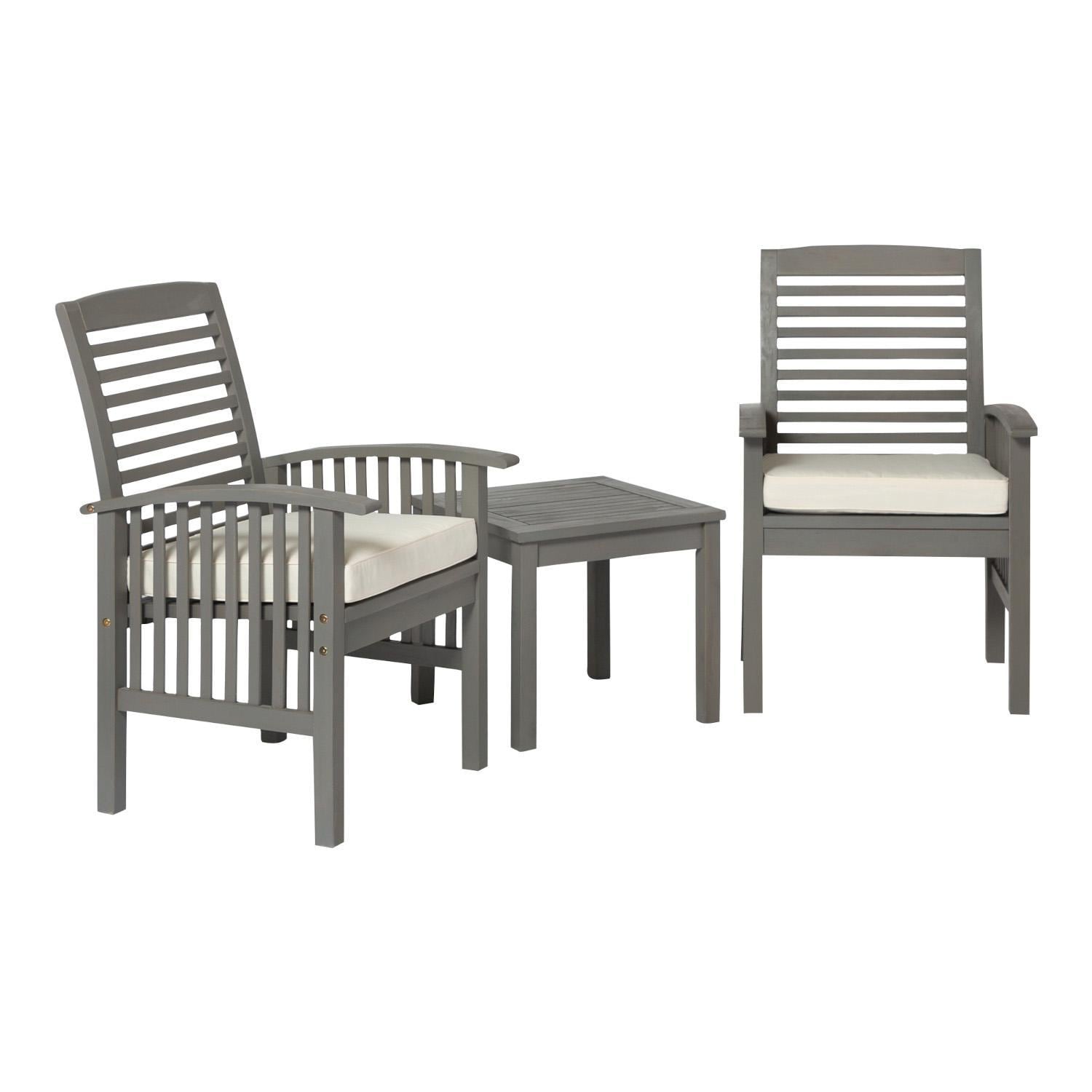 Ultimate Patio 3 Piece Acacia Seating Set W/ 20 Inch Square End Table - Gray Wash - Angled Right thumbnail