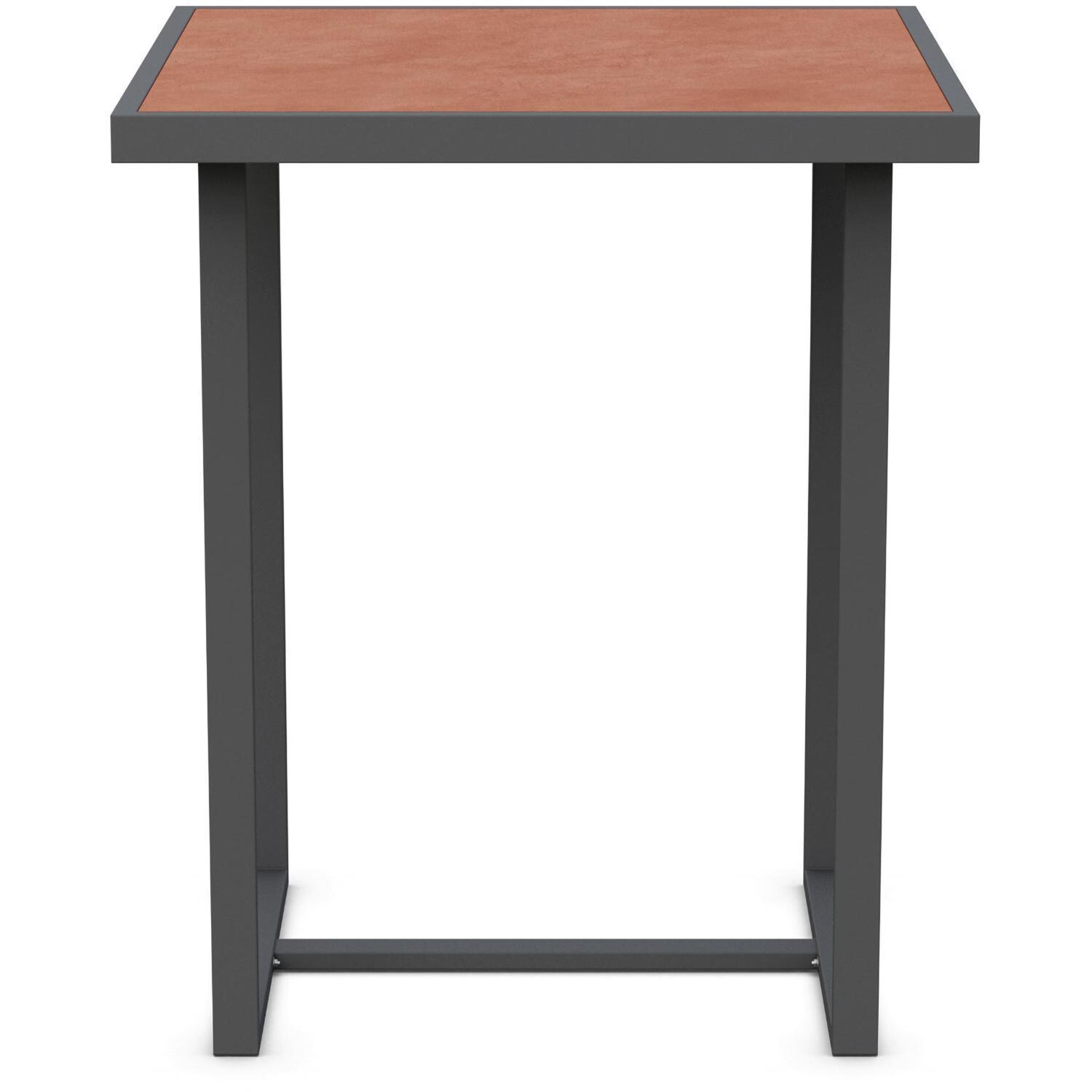 Azzurro Living Pavia 35 Inch Charcoal Aluminum Bar Table W/ Umber Dekton Top - Front - White Background thumbnail