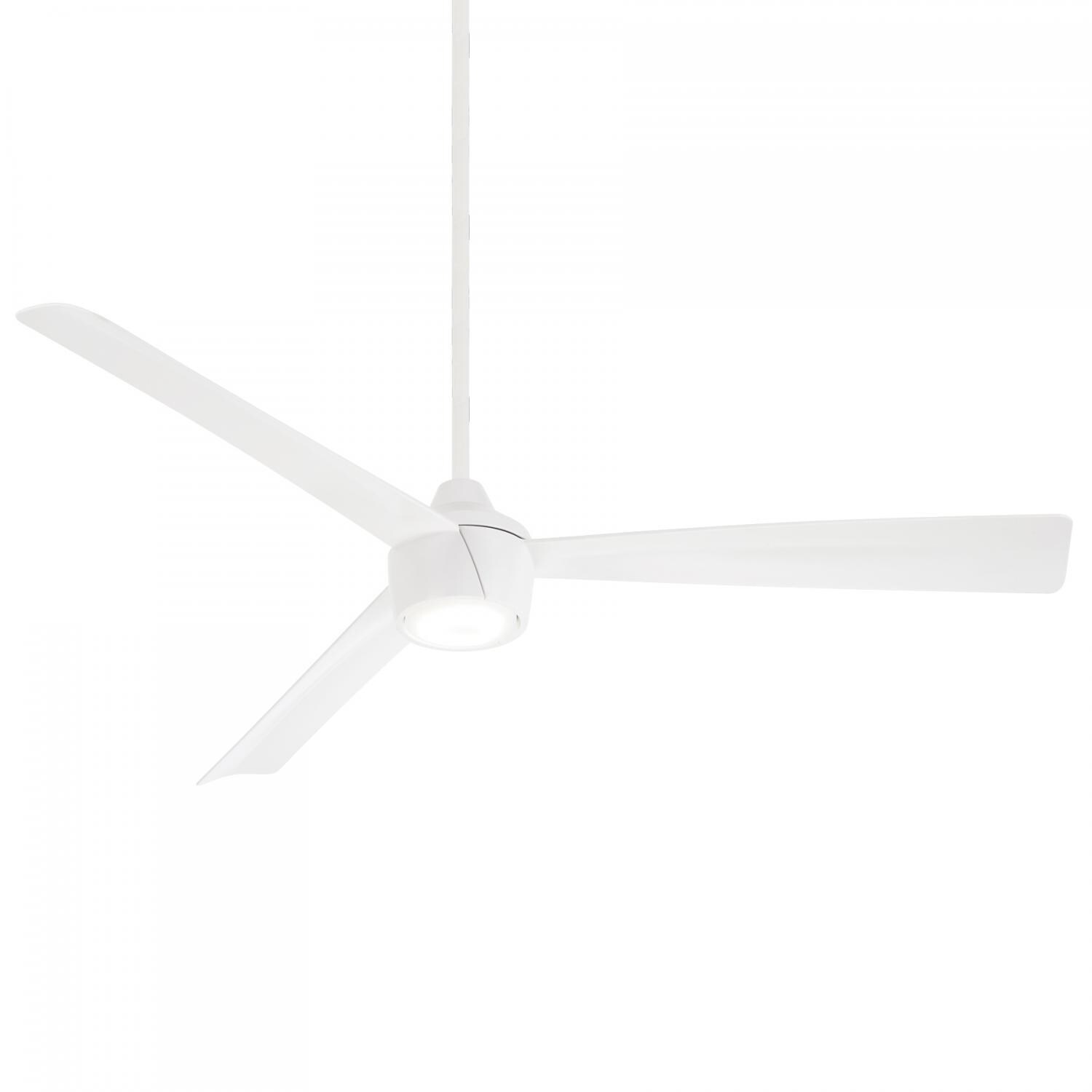 Minka-Aire F626L-WHF Skinnie 56-Inch 3-Blade LED Ceiling Fan in Flat White Finish w/ Flat White Blades & Etched Lens thumbnail