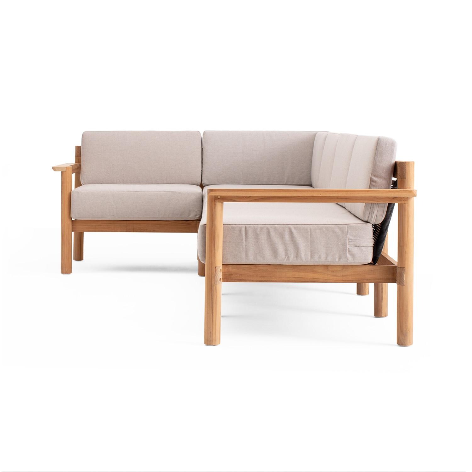 Neighbor HVN-SECT4-AS-2 4 Piece Sectional W/ Teak Arms - Long Side View thumbnail