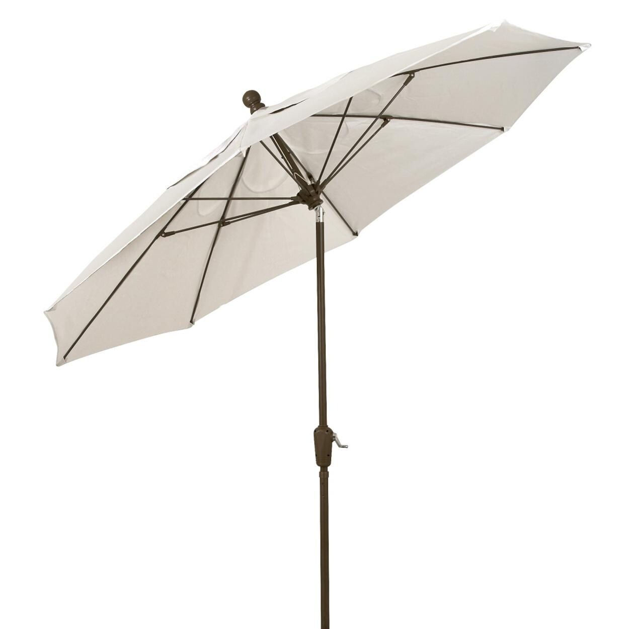 FiberBuilt 9 Ft Aluminum Natural Market Patio Umbrella W/ Crank Lift & Tilt - Angled View thumbnail