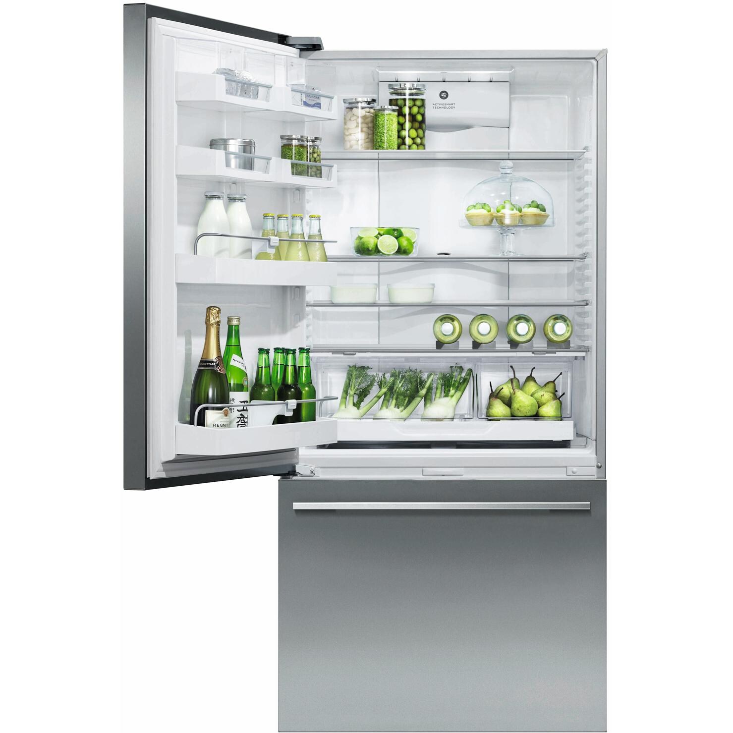 Fisher Paykel Dual 17.1 Cu. Ft. Bottom Freezer Counter Depth Refrigerators W/ Flat Door - Stainless Steel - RF170WDLX5 & RF170WDRX5 - Open Door thumbnail