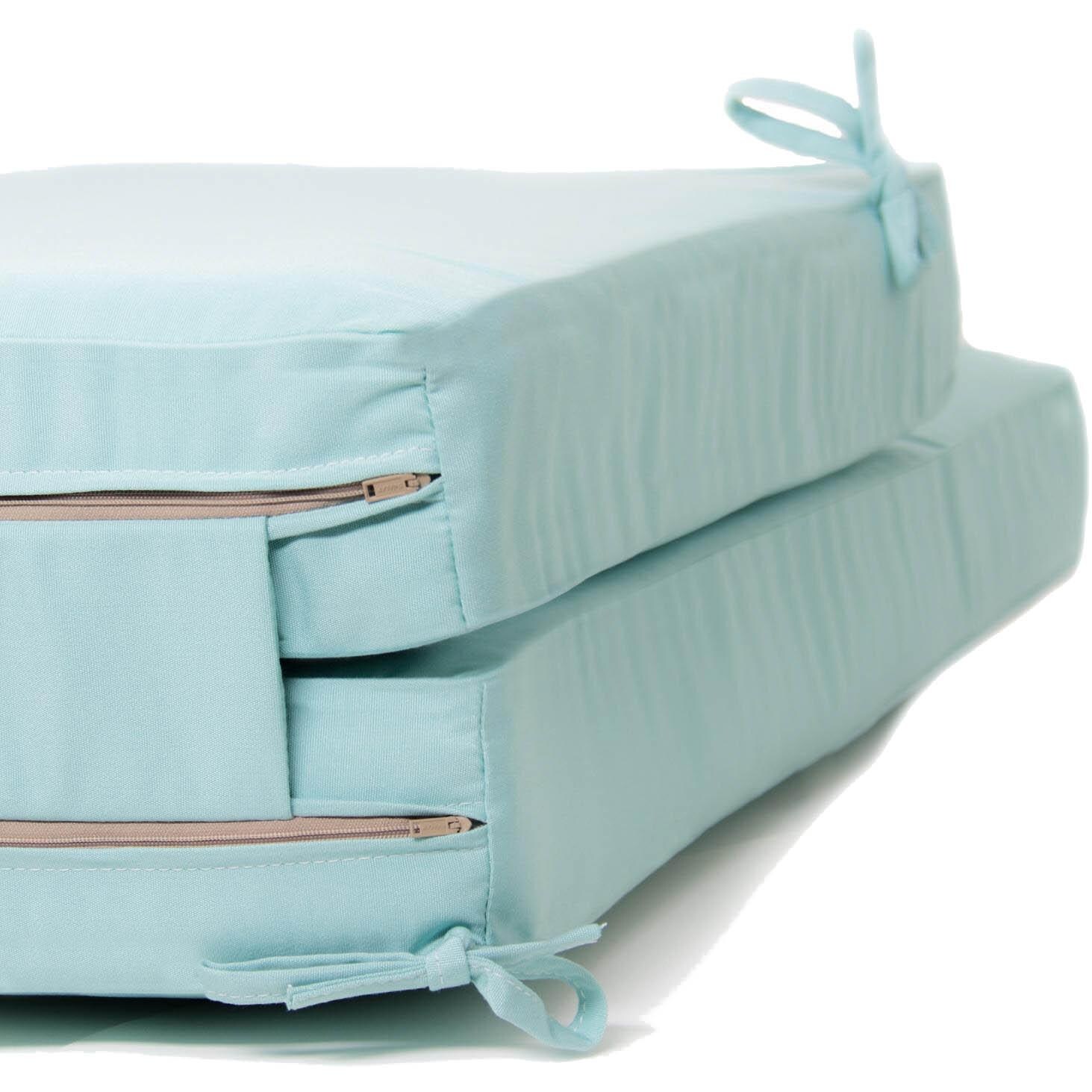 Long Replacement Chaise Lounge Cushion With Knife Edge - Zipper And Tie Detail thumbnail