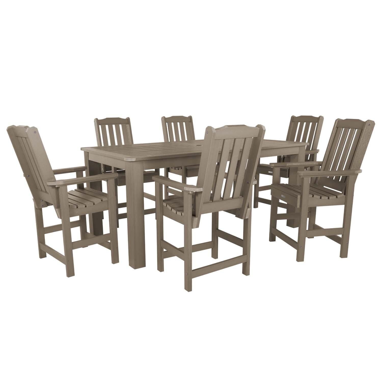 Hart Lane 7 Pc Recycled Plastic Counter Height Dining Set In Woodland Brown by Lakeview - White Background thumbnail