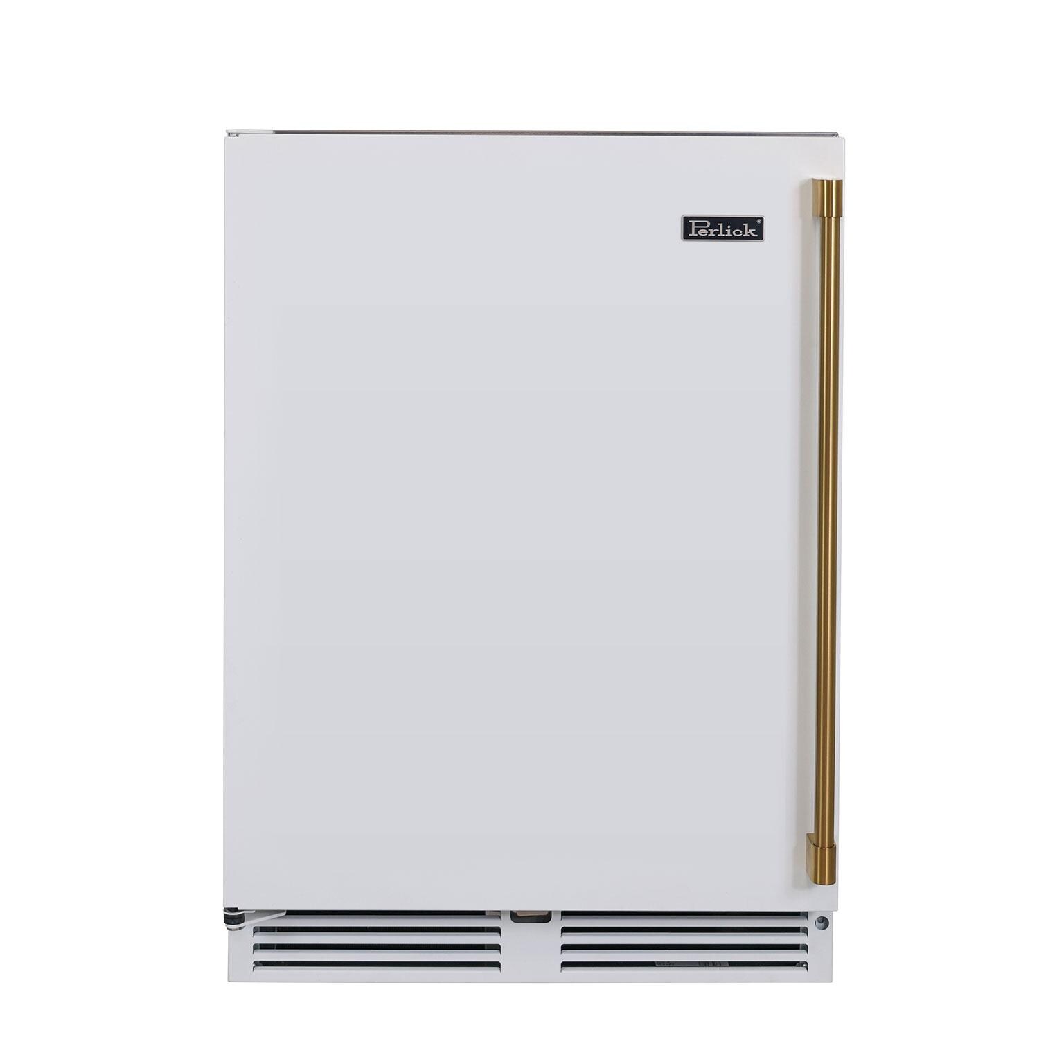 Perlick 24 Inch 5.2 Cu. Ft. Signature Series Marine & Coastal Series Stainless Steel Outdoor Freezer w/ Factory Installed Matte White Solid Door - Right Hinge