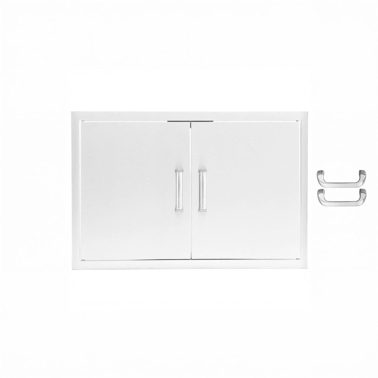 BBQGuys Signature 25-in Contempo/Traditional Stainless Steel Double Access Door - Included Handles - White Background thumbnail
