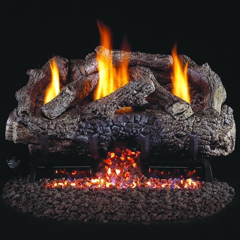 Peterson Real Fyre 30-Inch Charred Frontier Oak Gas Log Set With Vent-Free Propane ANSI Certified G10 Burner - Variable Flame Remote thumbnail
