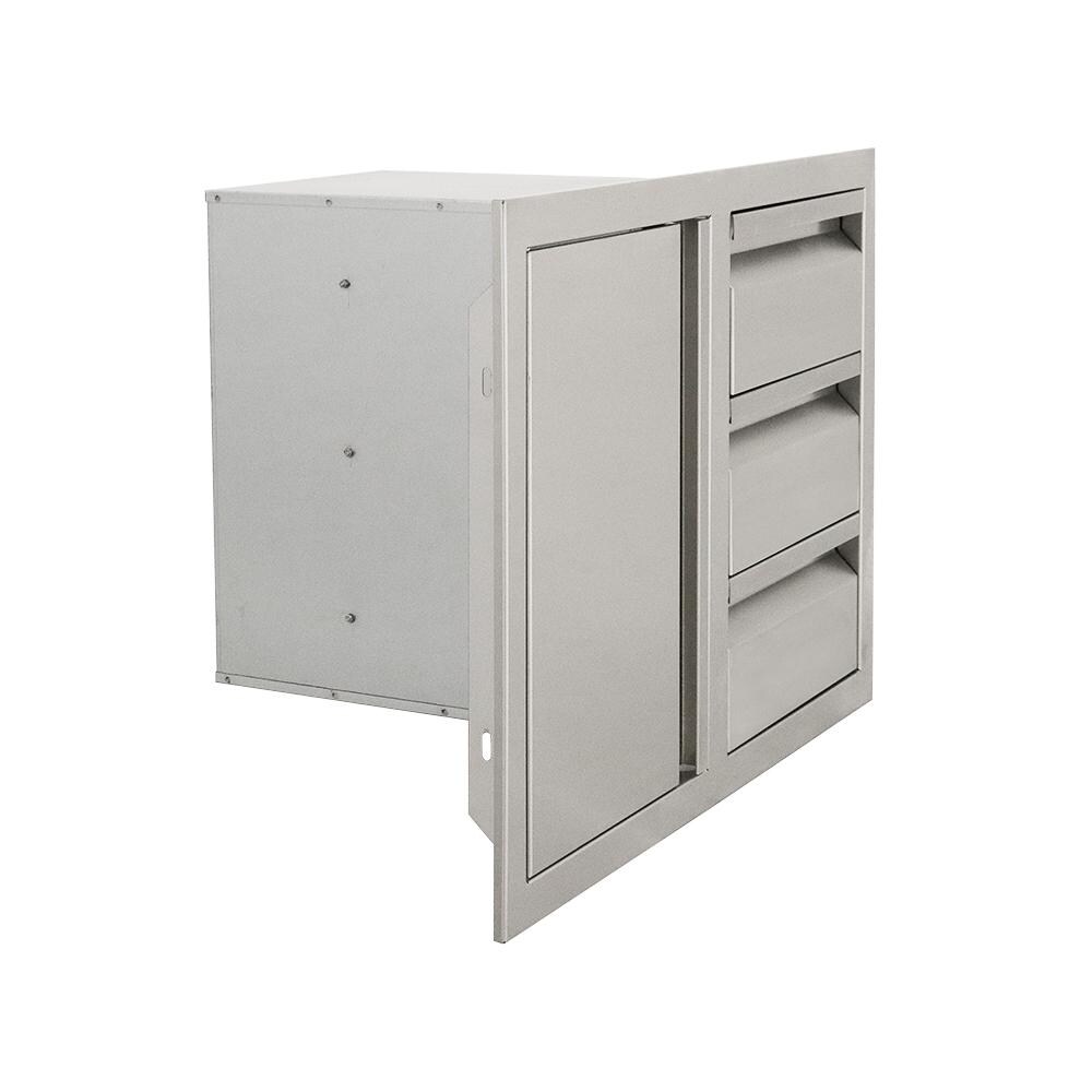 RCS VDC2SCL Valiant Triple Drawers w/ Soft Close Left Hinge Single Door - Angled Right - White Background thumbnail