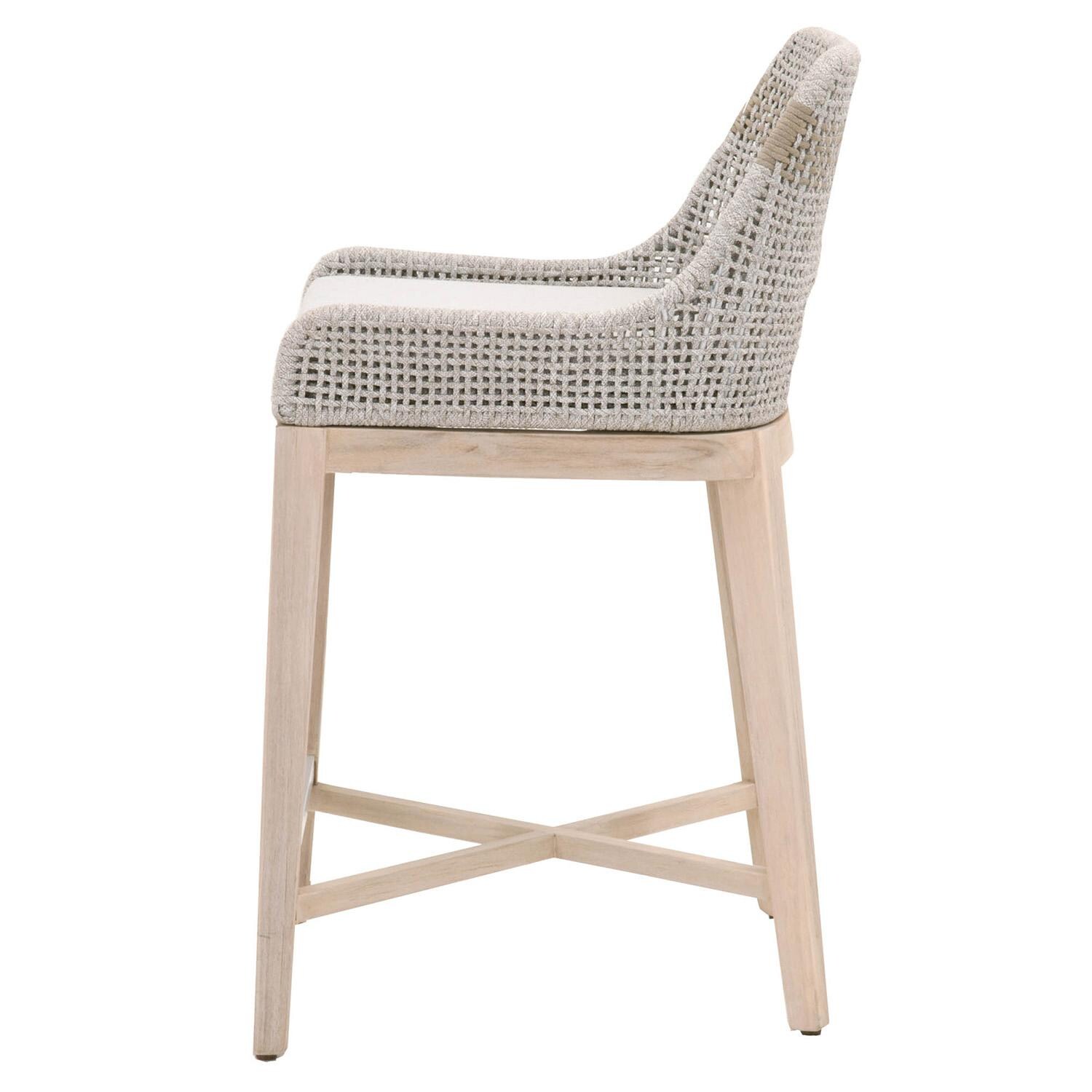 Cocoa Way Woven Rope Counter Stool in Taupe & White By Lakeview - Side View thumbnail