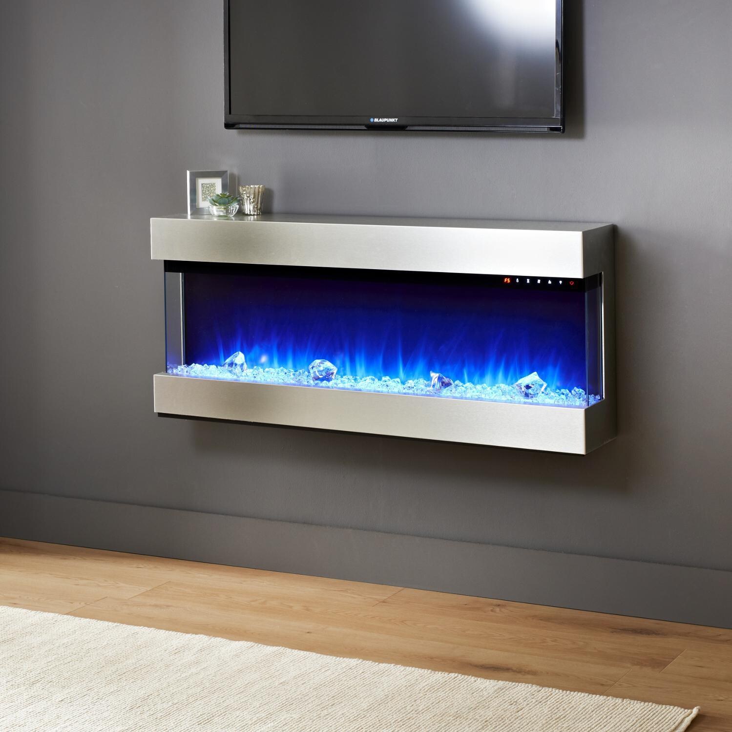 Evolution Fires - EF3SESS - Empire Electric Fireplace - Stainless Steel - Blue Flame thumbnail