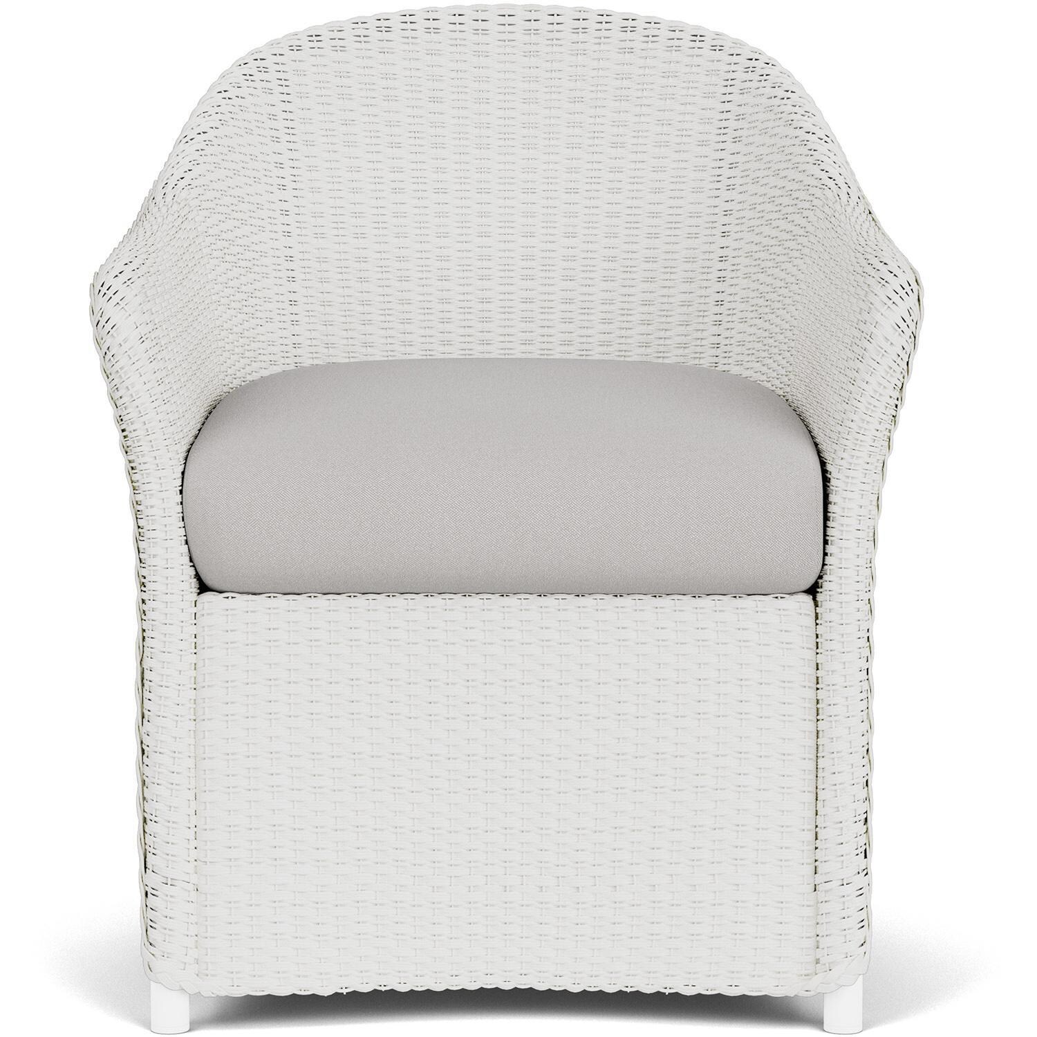 Lloyd Flanders Weekend Retreat Dining Armchair in Matte White Finish W/ Tundra Dove Fabric thumbnail