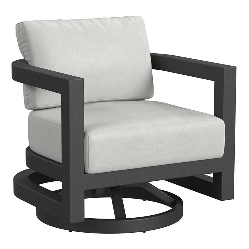Malibu Aluminum Swivel Chair in Black/Soothe Pearl by Sunset West