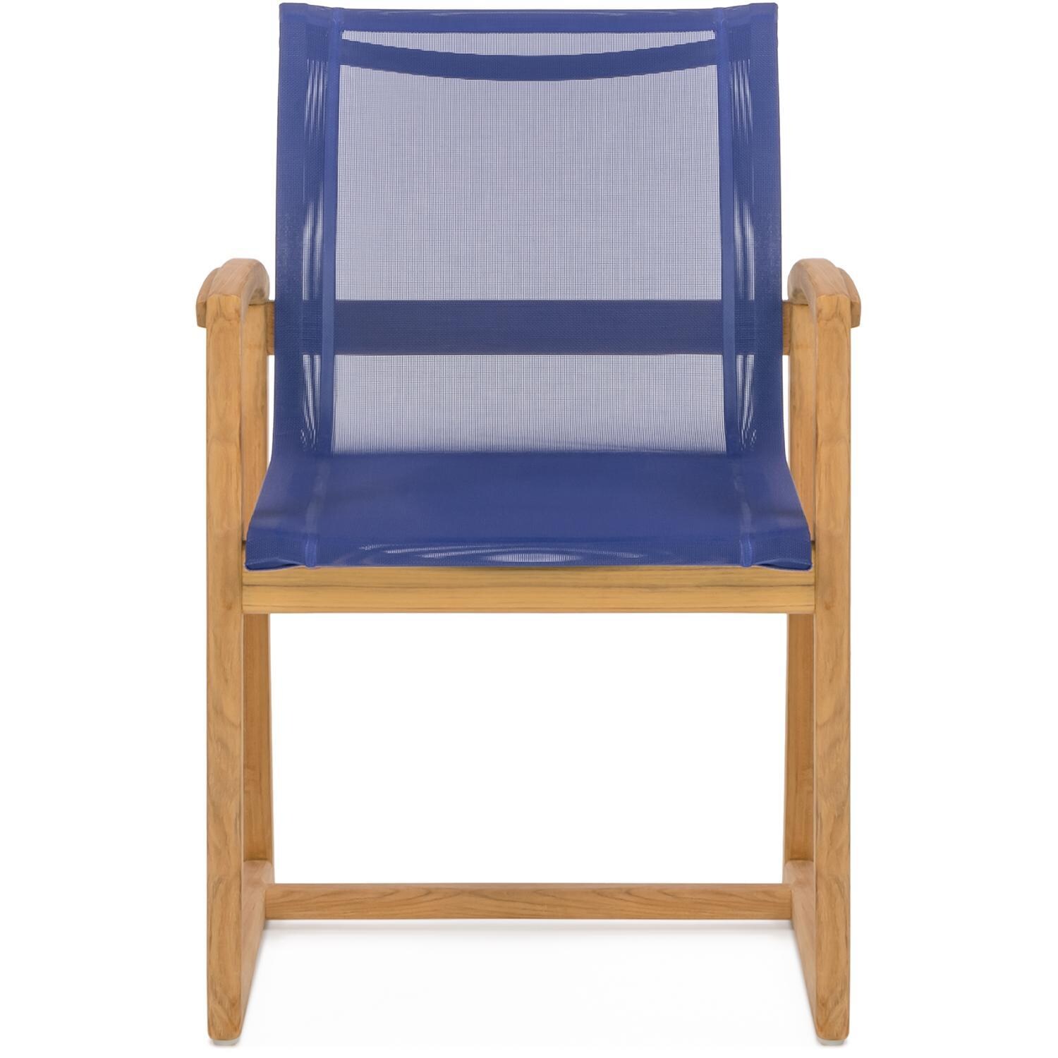 Teak + Table Capri Sling Dining Chair in Navy - Front - White Background thumbnail